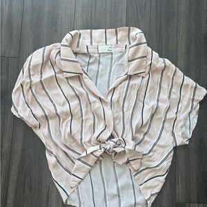 Wilfred Pink and Black Striped Button-Down Shirt